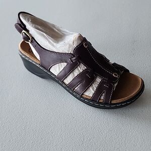 Clarks Women's Sandals - Dark Brown and White